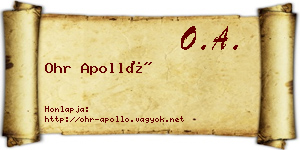 Ohr Apolló névjegykártya